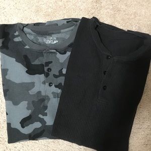 2 Cotton Long Sleeve Henley Thermal Shirts